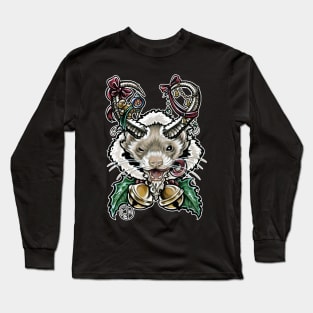 Krampus Ferret - White Outlined Version Long Sleeve T-Shirt